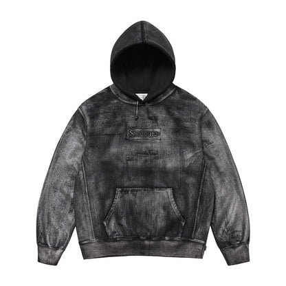 Washed Paint-Effect Embroidered Hoodie THOM TREND
