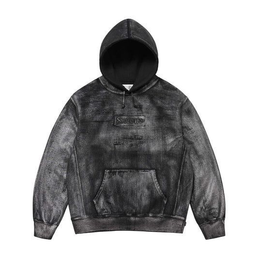 Washed Paint-Effect Embroidered Hoodie THOM TREND