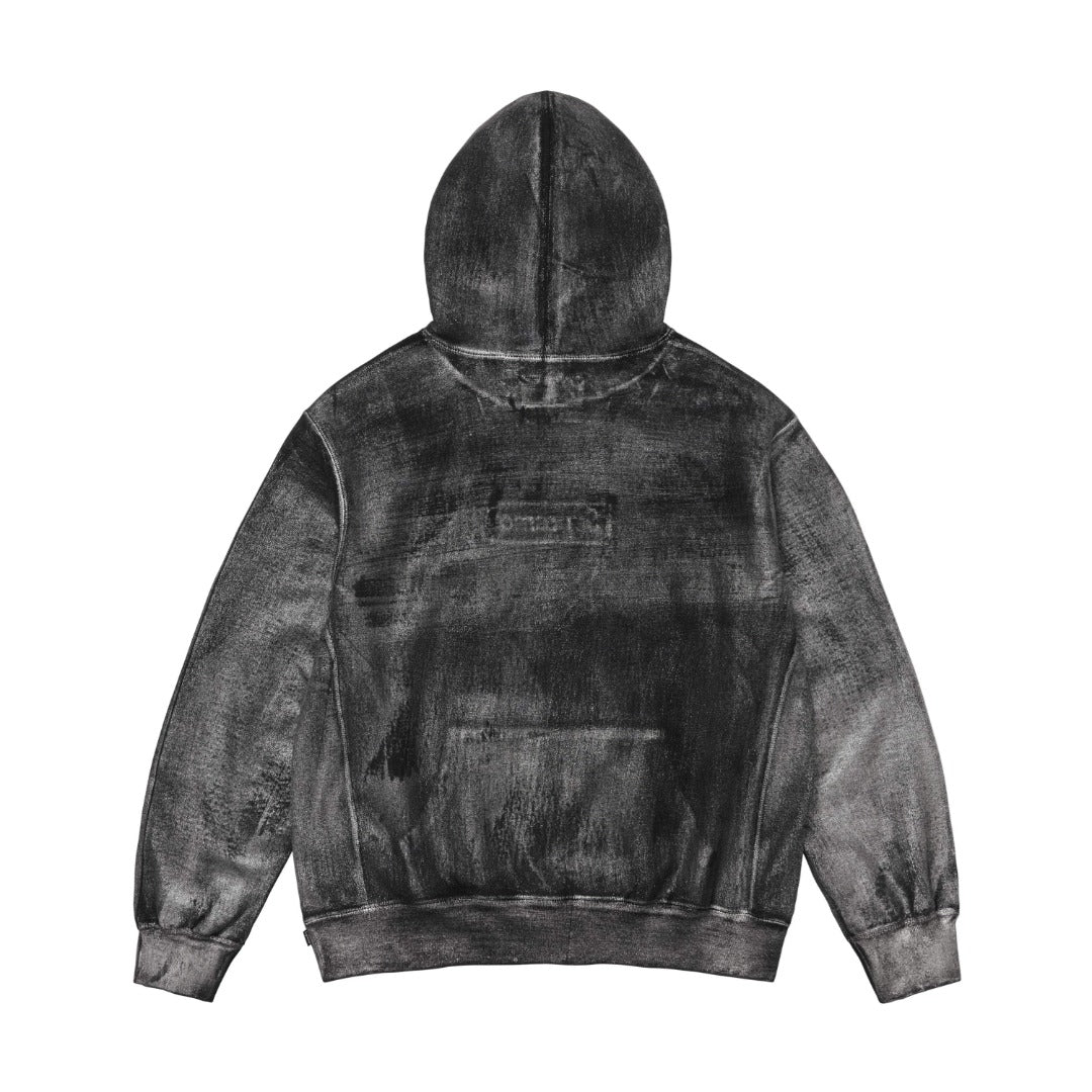 Washed Paint-Effect Embroidered Hoodie THOM TREND