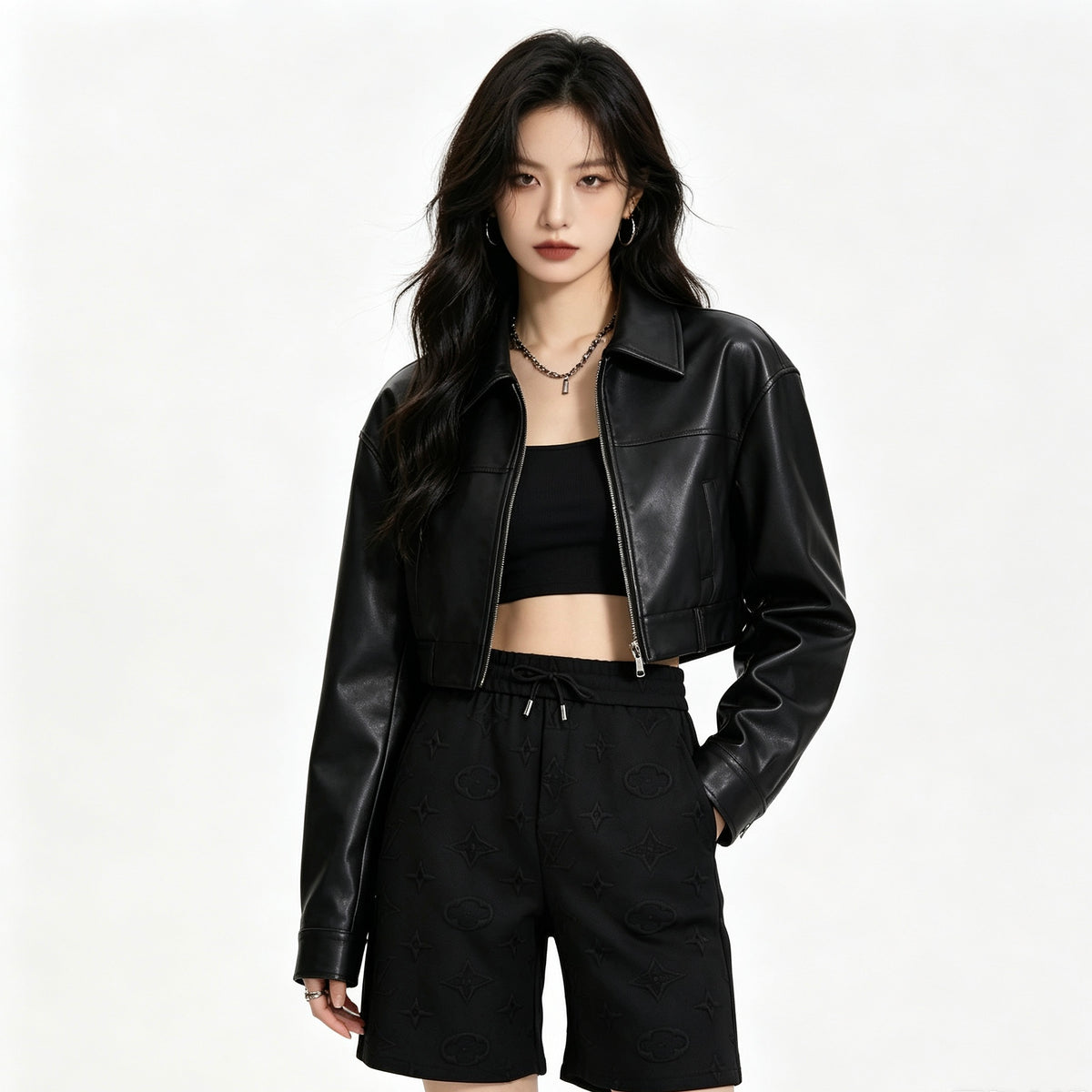 Tonal Monogram Embossed Fleece Shorts
