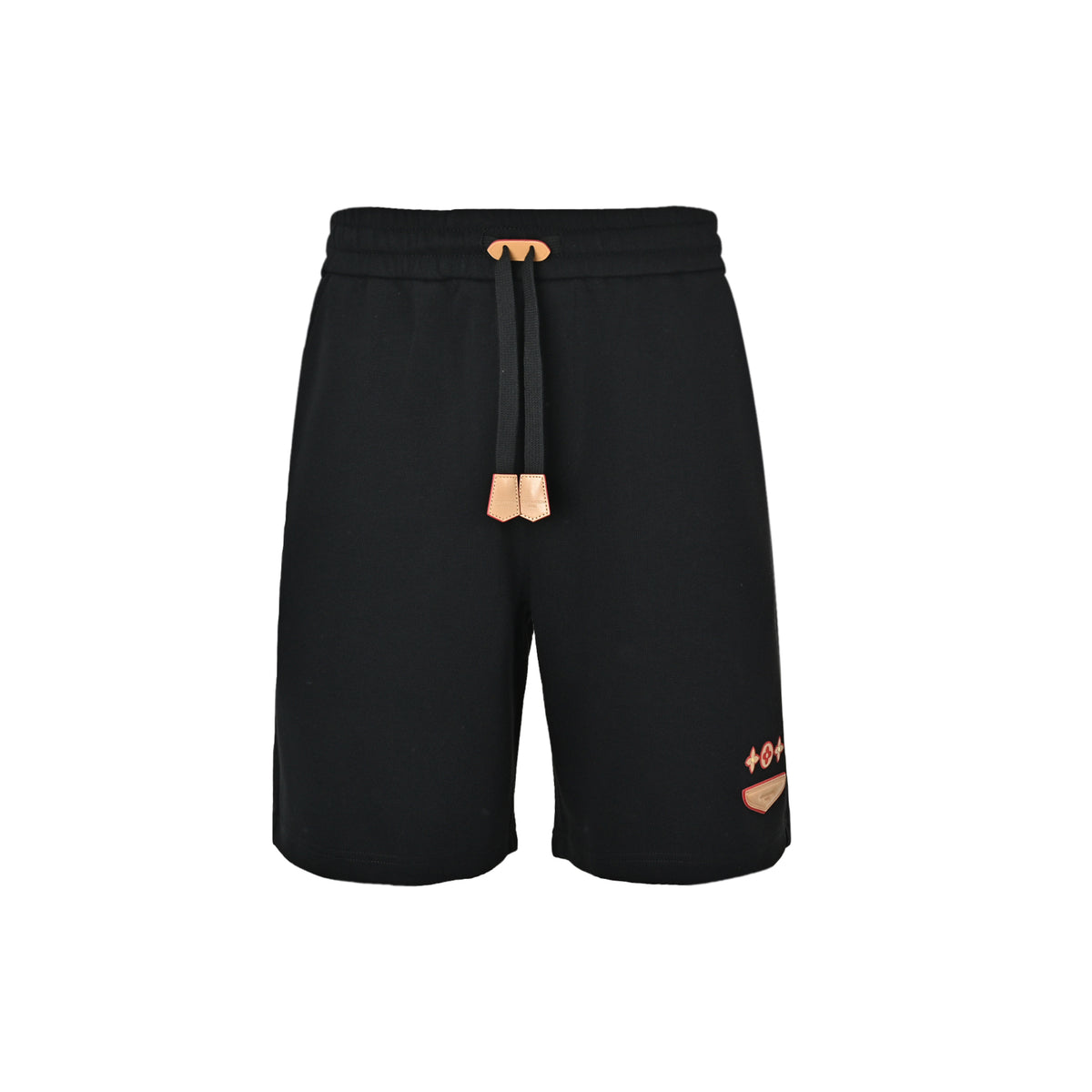 Trifloral Print Leather-Tab Drawstring Shorts