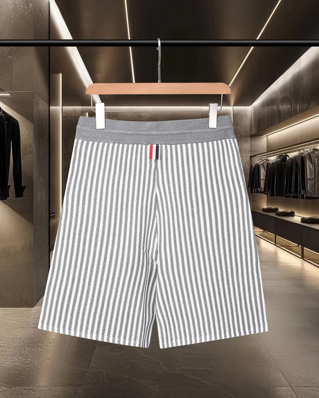 Thom Browne Style Four-Bar Stripe Knit Shorts - Image 2
