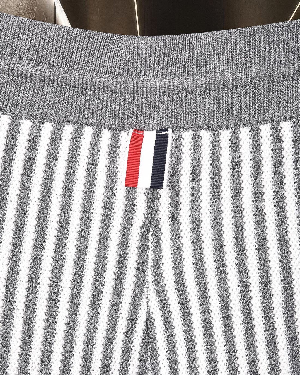 Thom Browne Style Four-Bar Stripe Knit Shorts - Image 6