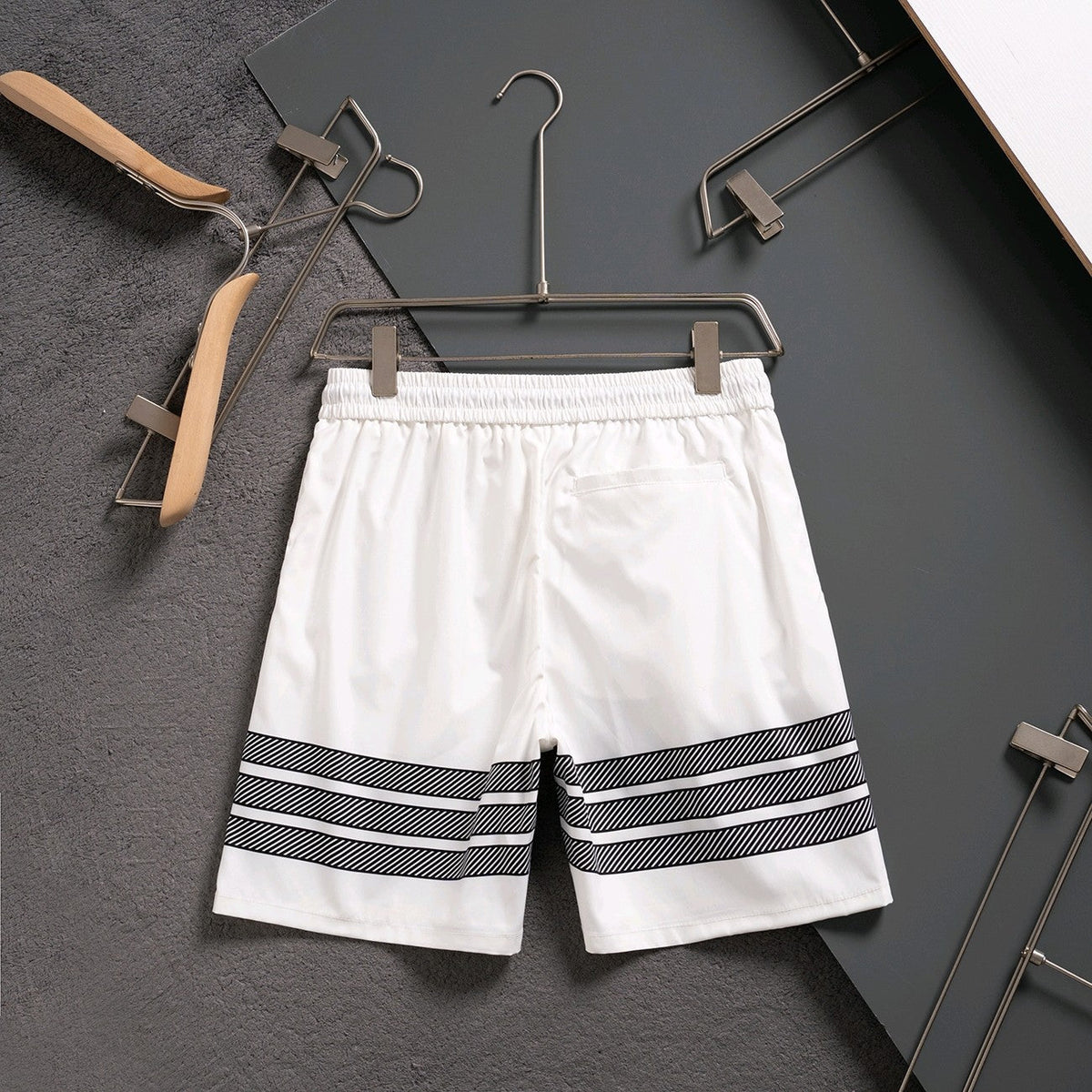 Thom Browne Style Four-Bar Stripe Woven Shorts - Image 4