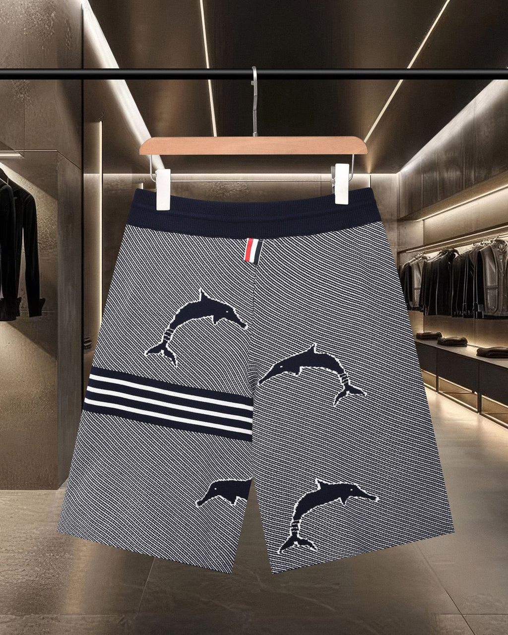 Thom Browne Style Four-Bar Stripe Knit Shorts - Image 2