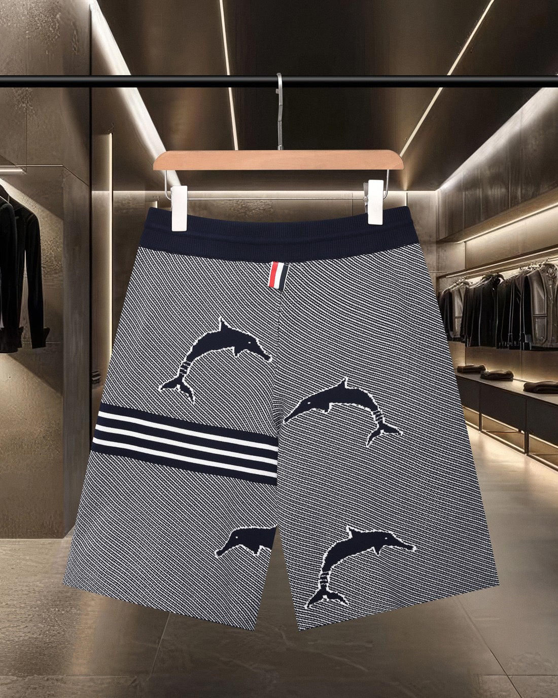 Thom Browne Style Four-Bar Stripe Knit Shorts - Image 2