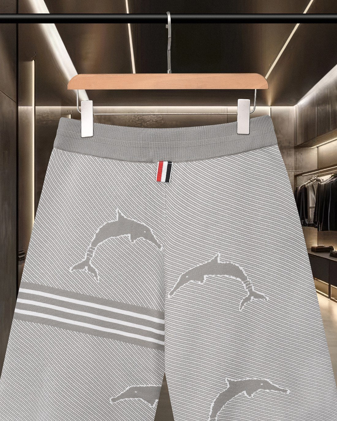Thom Browne Style Four-Bar Stripe Knit Shorts - Image 4