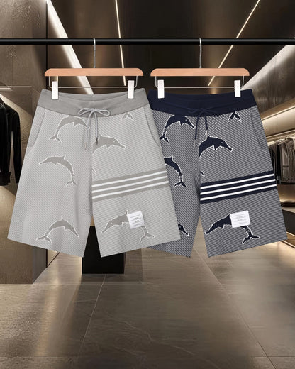 Four-Bar Stripe Knit Shorts — THOM TREND THOM TREND