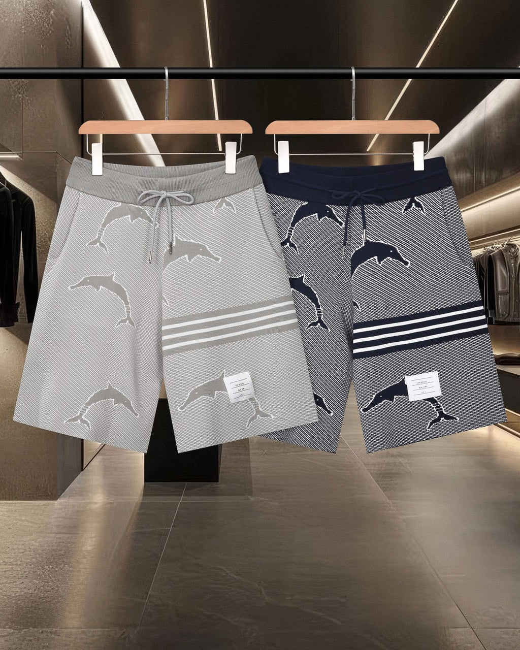 Thom Browne Style Four-Bar Stripe Knit Shorts - Image 11