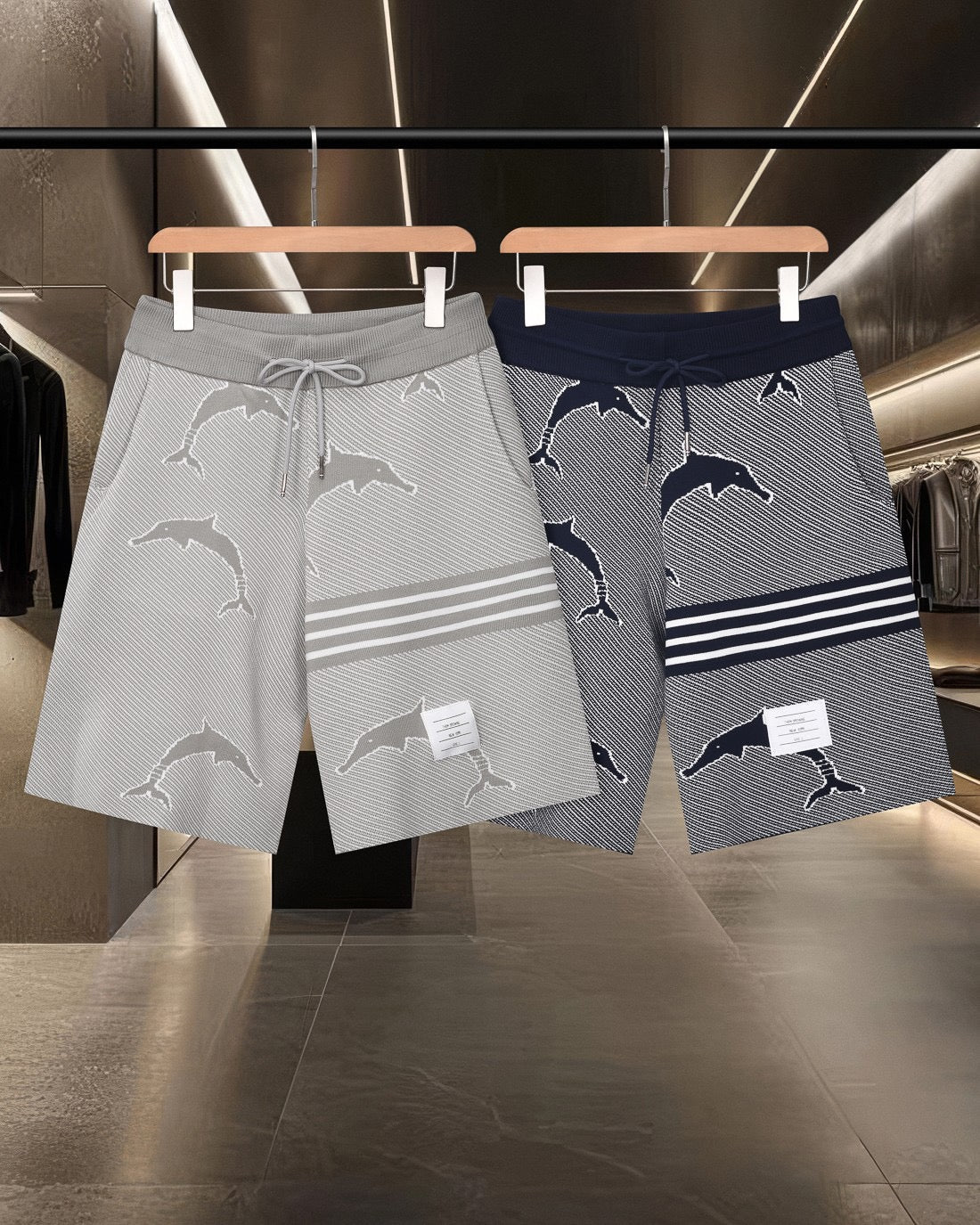 Thom Browne Style Four-Bar Stripe Knit Shorts - Image 11