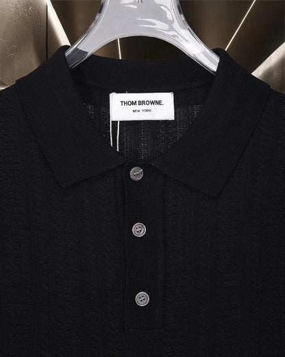 拼色四杠针织休闲短袖POLO THOM TREND