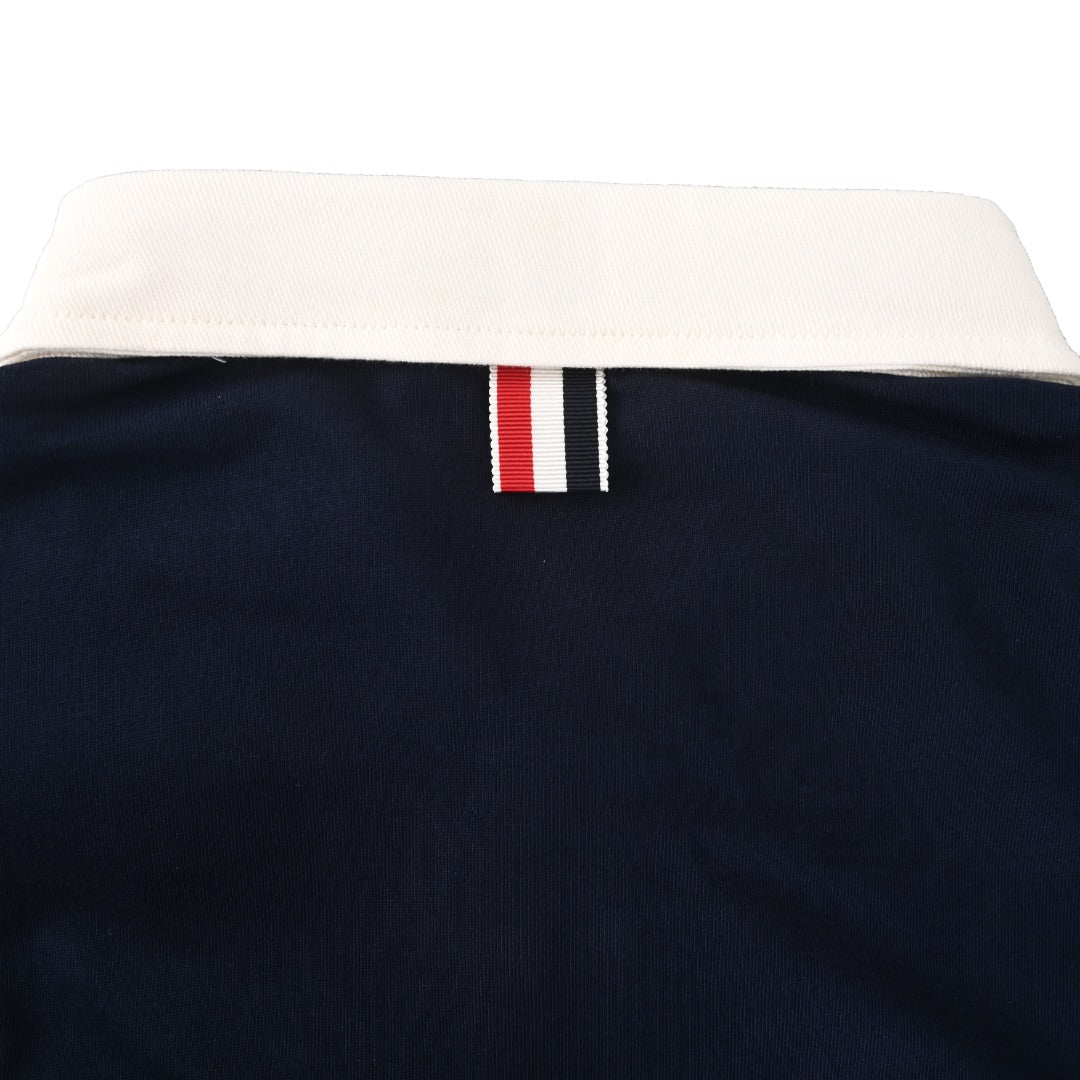 Contrast-Collar Cotton Polo — THOM TREND THOM TREND