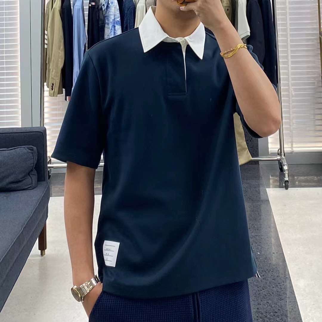 Contrast-Collar Cotton Polo — THOM TREND THOM TREND