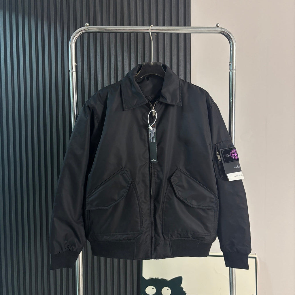 Stone Island Compass Badge Padded Flight Jacket - Black product detail view