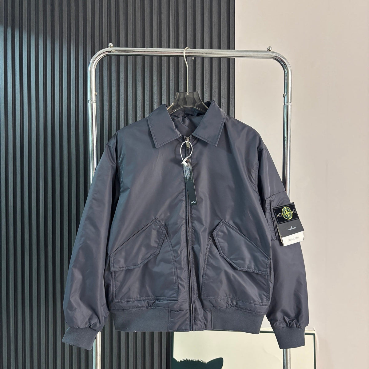 Stone Island Compass Badge Padded Flight Jacket - Black product detail view