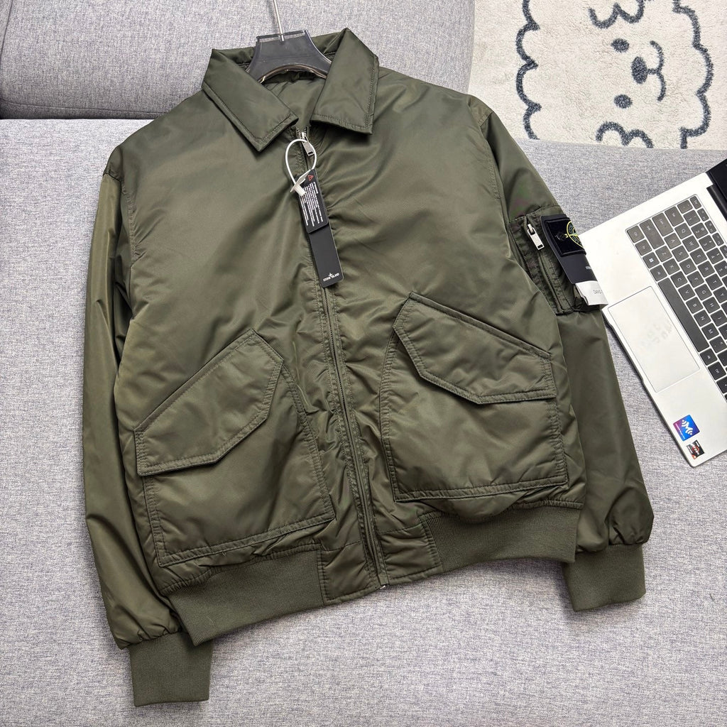 Stone Island Compass Badge Padded Flight Jacket - Green product detail view