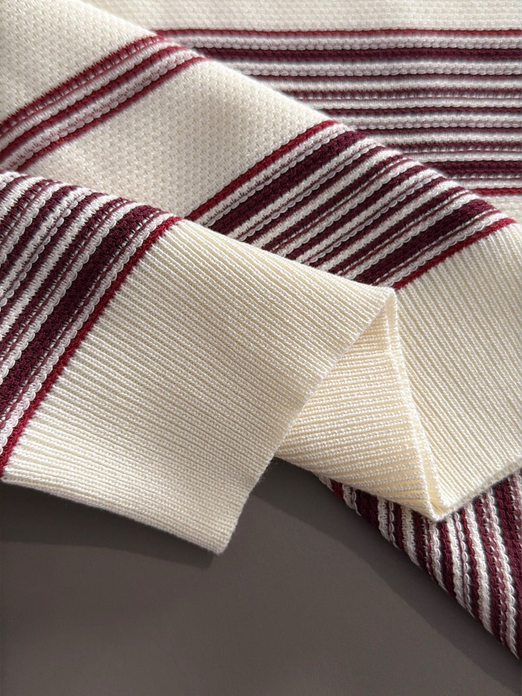 Stone Island Compass Badge Striped Knit T-Shirt - Red product detail view