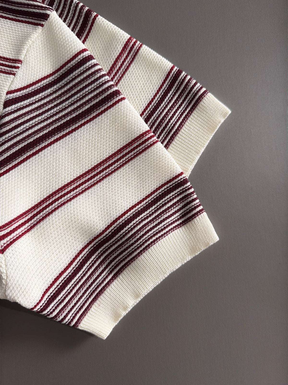 Stone Island Compass Badge Striped Knit T-Shirt - Red product detail view