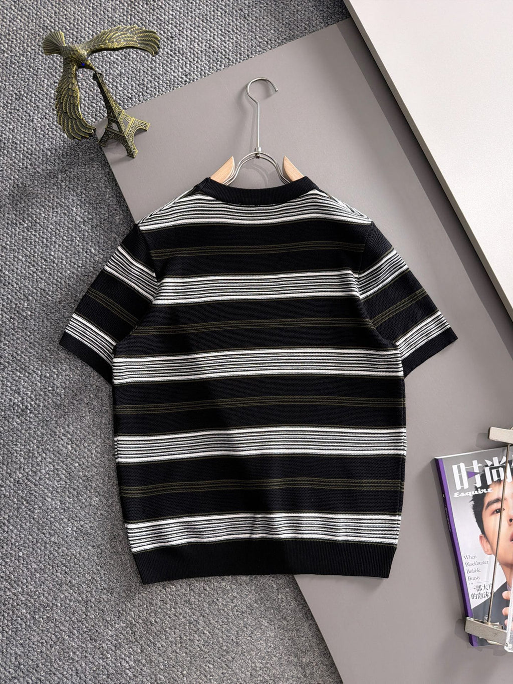 Stone Island Compass Badge Striped Knit T-Shirt - Red product detail view