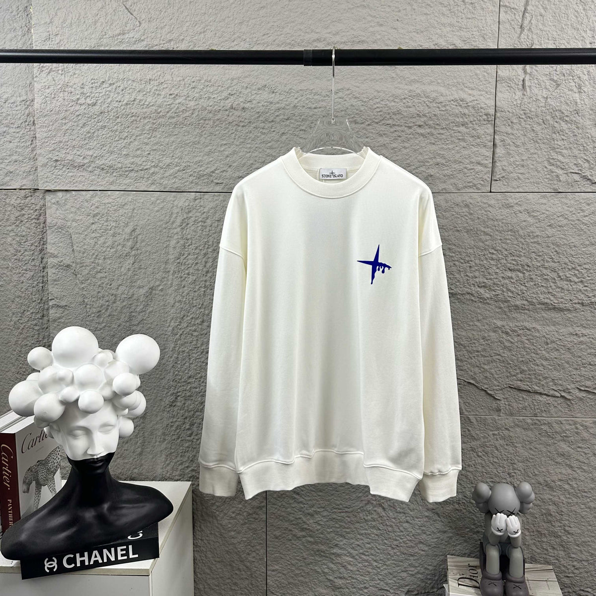 Stone Island Melting Compass Back Graphic Crewneck Sweatshirt - White product detail view