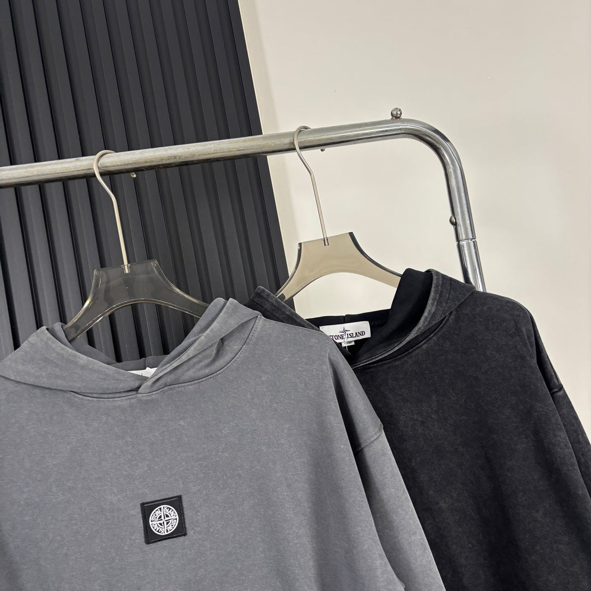 Stone Island Washed Compass Badge Pullover Hoodie - Gray product detail view