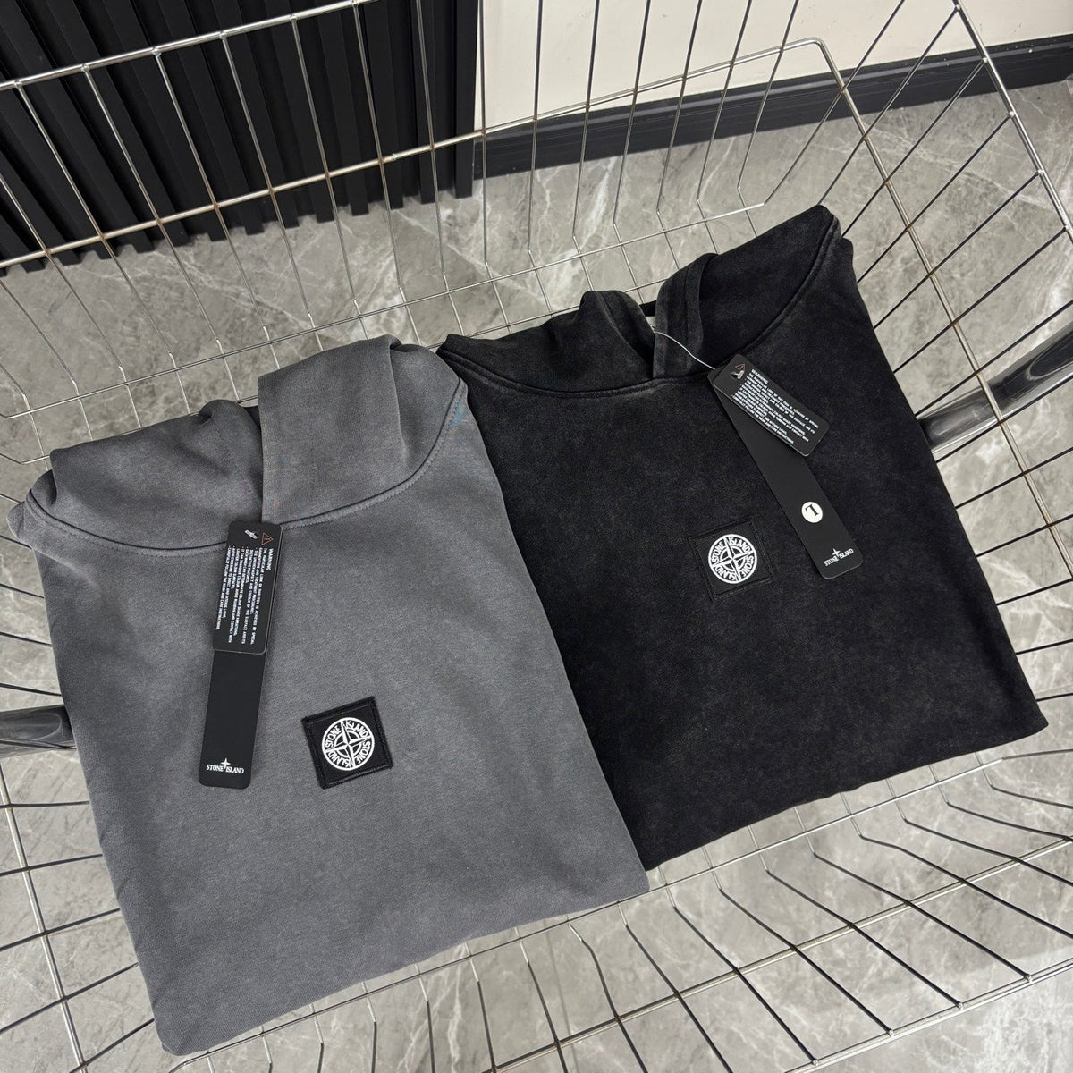 Stone Island Washed Compass Badge Pullover Hoodie - Black product detail view