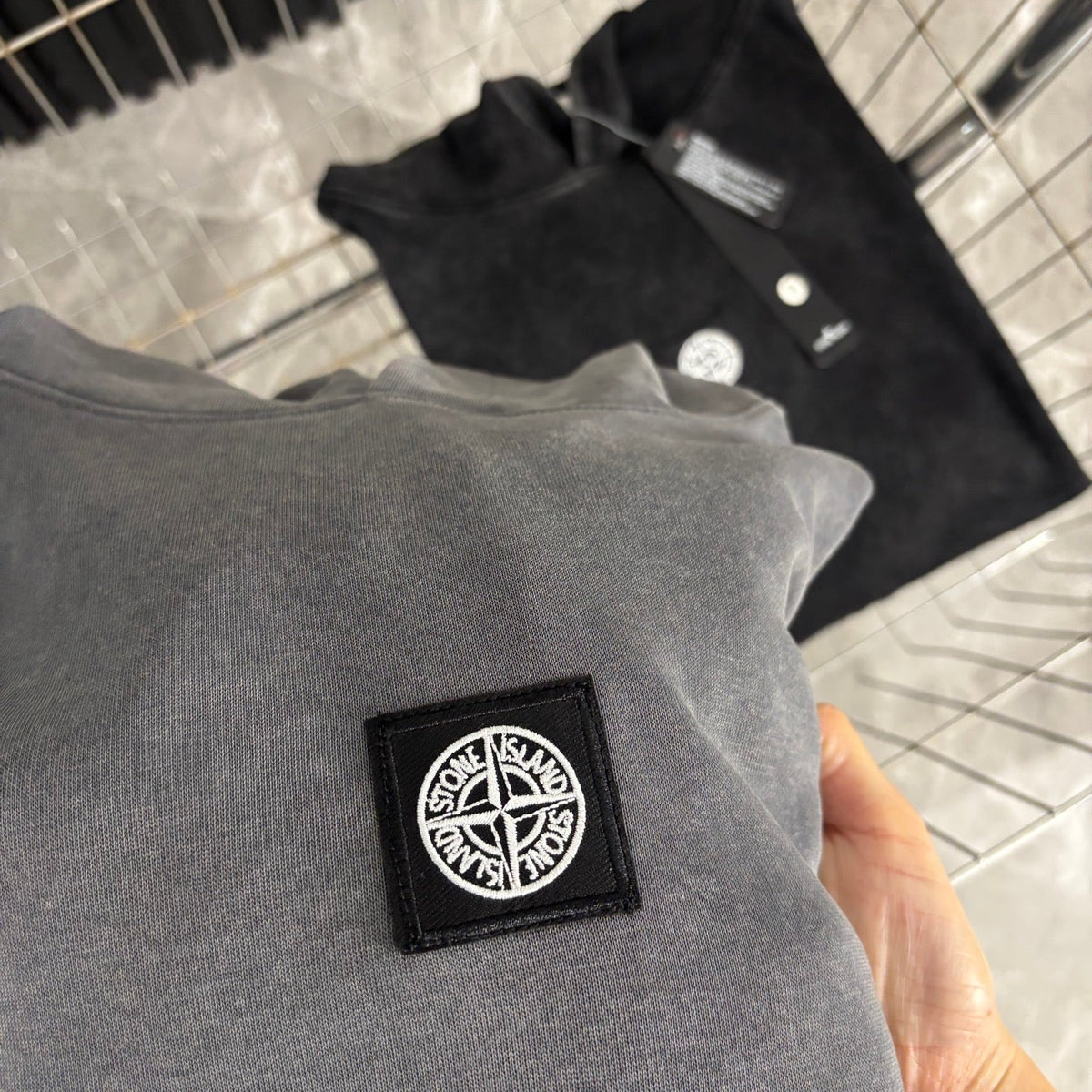 Stone Island Washed Compass Badge Pullover Hoodie - Black product detail view