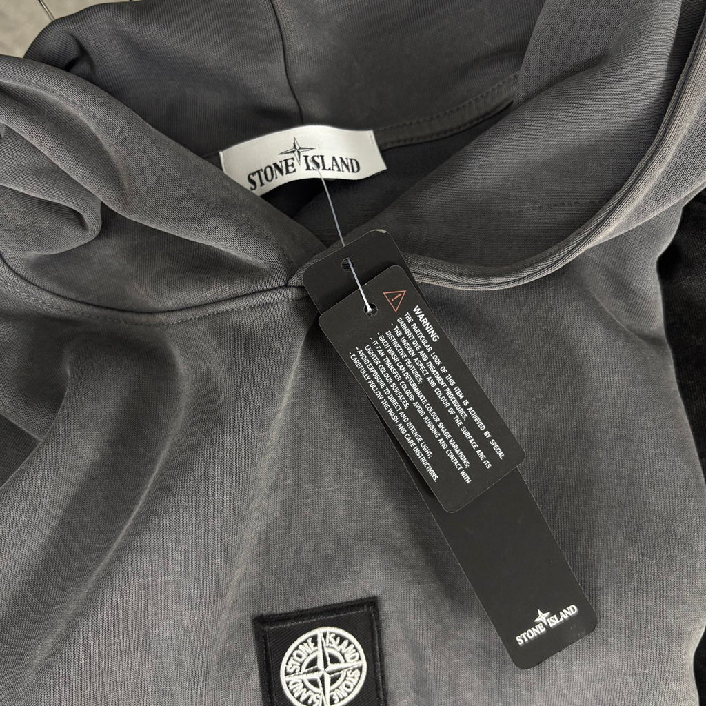 Stone Island Washed Compass Badge Pullover Hoodie - Black product detail view