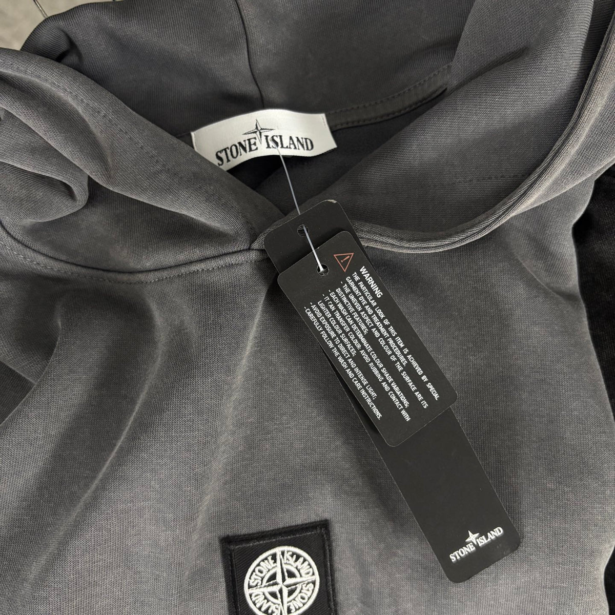 Stone Island Washed Compass Badge Pullover Hoodie - Black product detail view