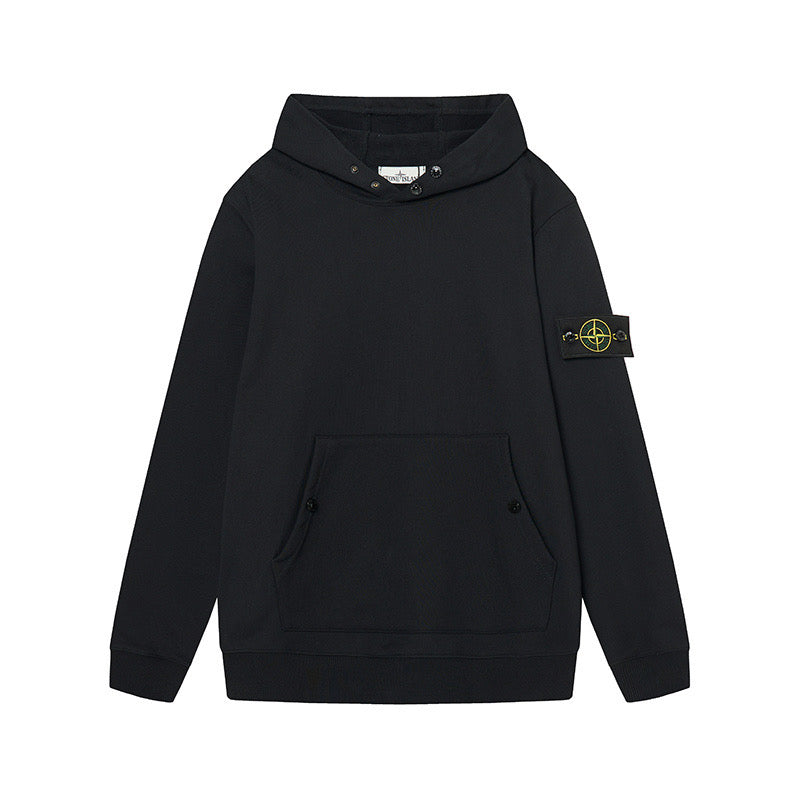 Stone Island Brushed Fleece Compass Badge Pullover Hoodie - White product detail view