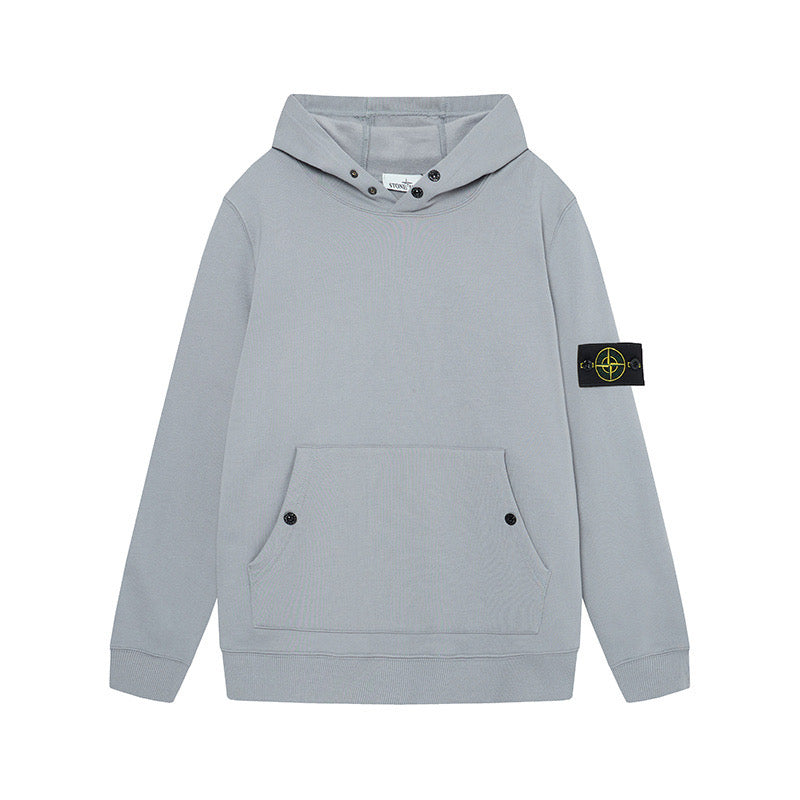 Stone Island Brushed Fleece Compass Badge Pullover Hoodie - Black product detail view