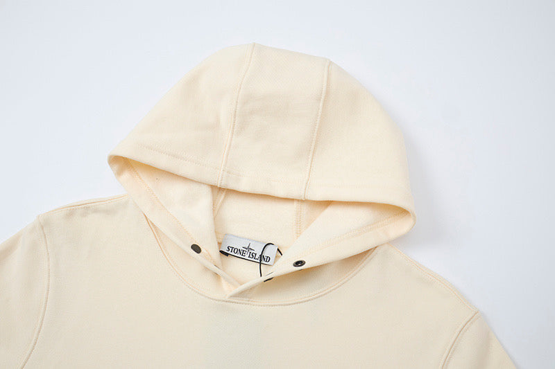 Stone Island Brushed Fleece Compass Badge Pullover Hoodie - Gray product detail view