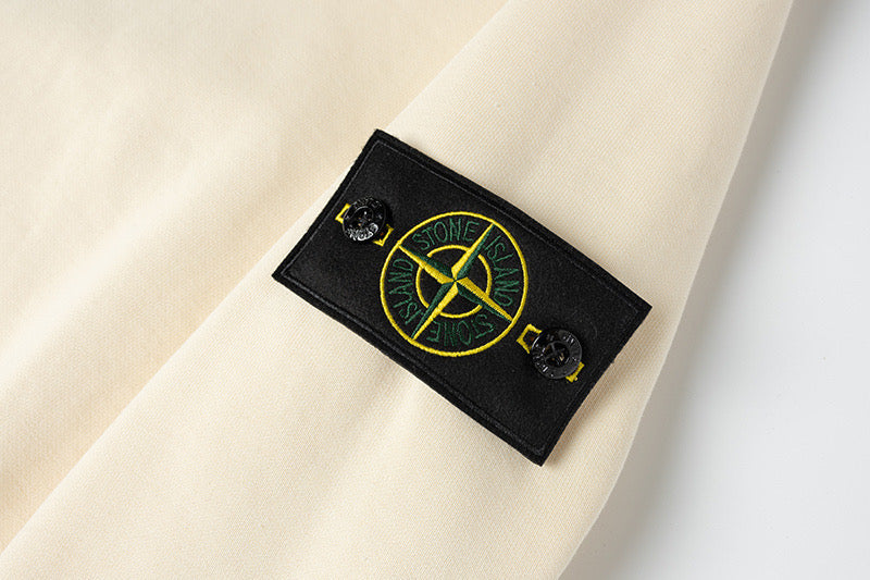 Stone Island Brushed Fleece Compass Badge Pullover Hoodie - Gray product detail view