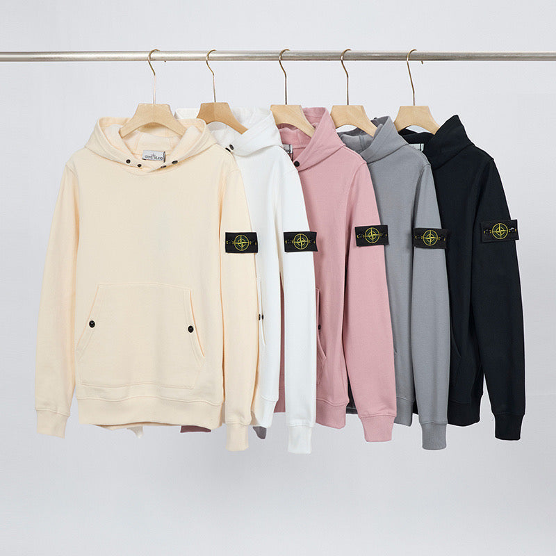 Stone Island Brushed Fleece Compass Badge Pullover Hoodie - Pink product detail view