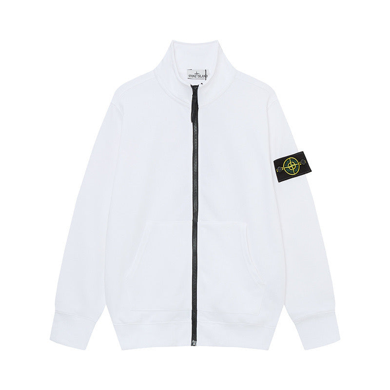 Stone Island Brushed Fleece Compass Badge Zip Sweatshirt - White product detail view