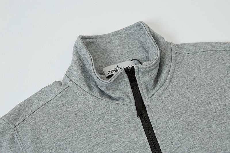 Stone Island Brushed Fleece Compass Badge Zip Sweatshirt - Gray product detail view