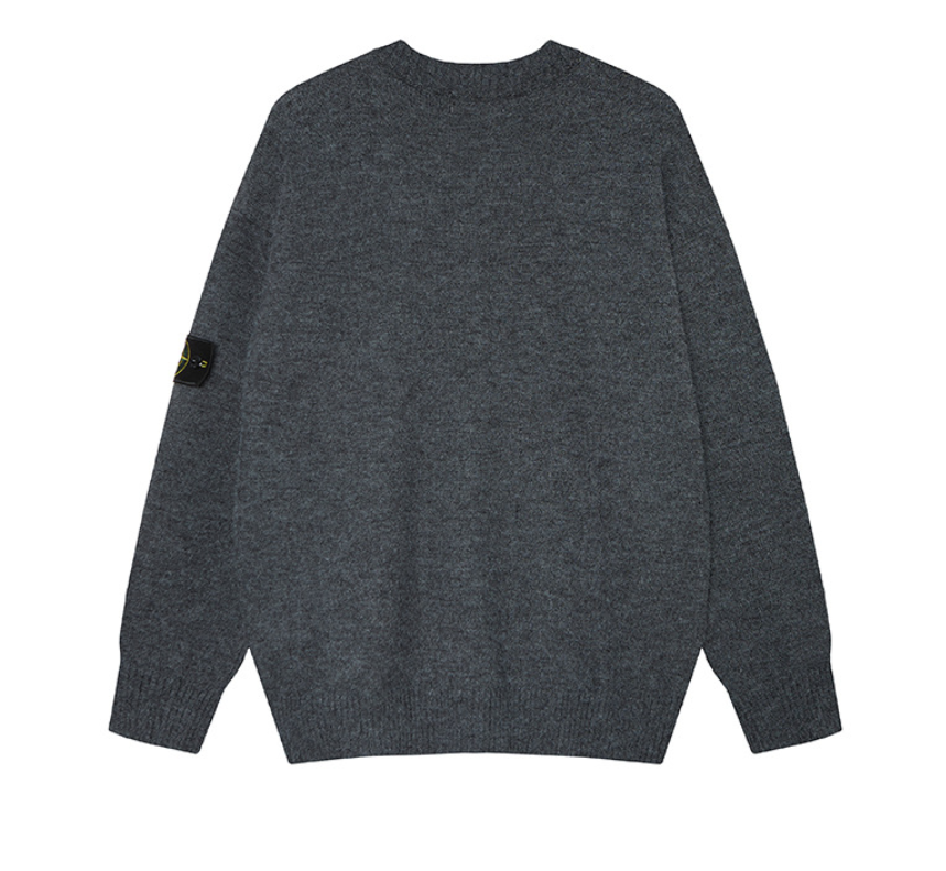 Stone Island Compass Badge Button-Front Knit Cardigan - Light Gray product detail view