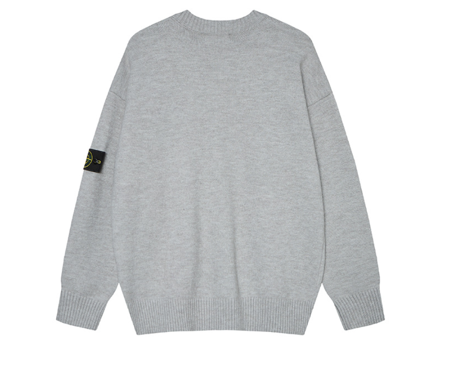 Stone Island Compass Badge Button-Front Knit Cardigan - Light Gray product detail view