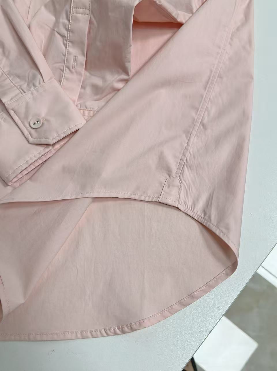 Pocket Crest Embroidered Oversized Poplin Shirt - Long Sleeve by Thom Browne, shirt detail view