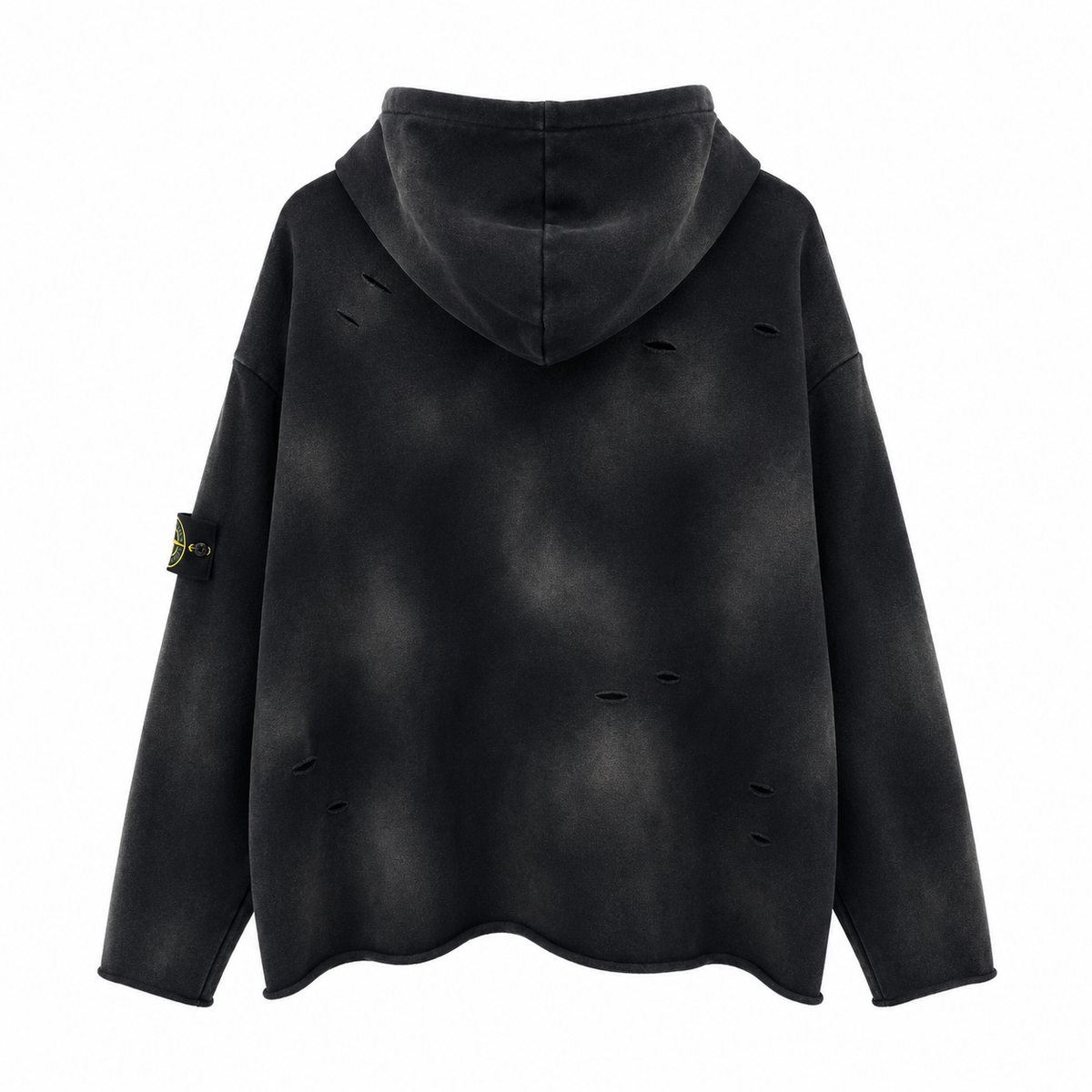 Stone Island 650 GSM Tie-Dye Distressed Pullover Hoodie - Brown product detail view