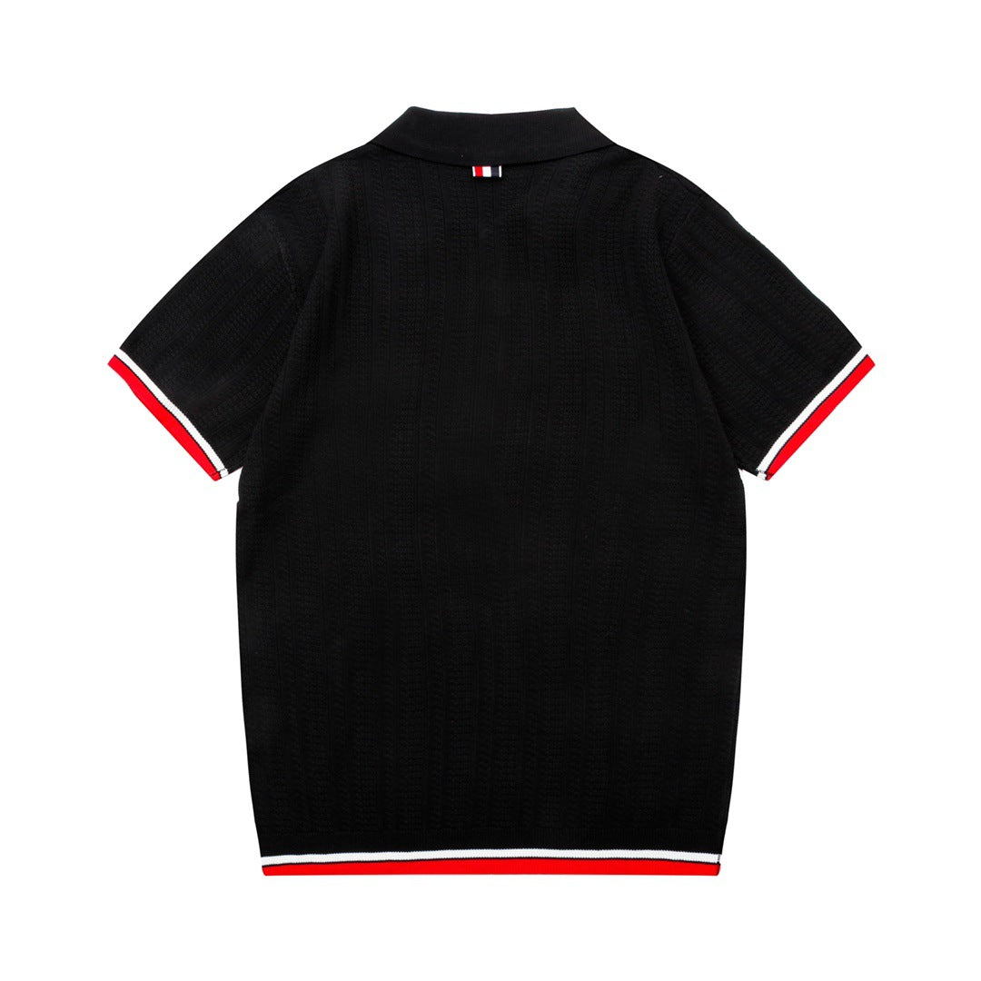 Four-Bar Stripe Knit Polo — THOM TREND THOM TREND