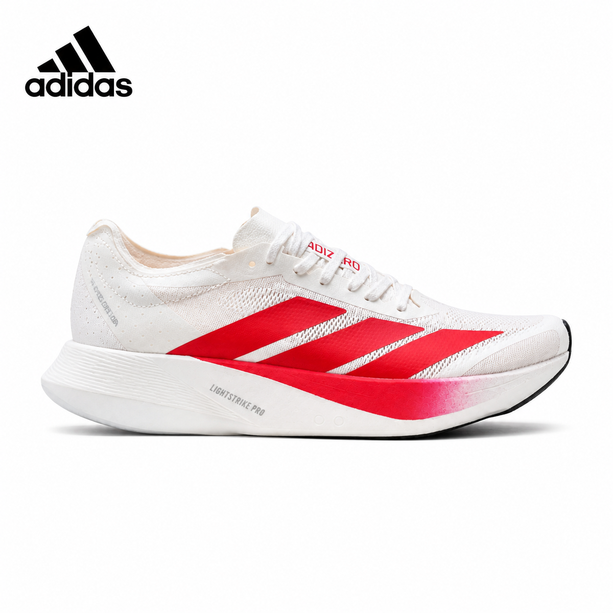 Adidas K81801550 unisex running shoes in White/Red - single shoe side profile