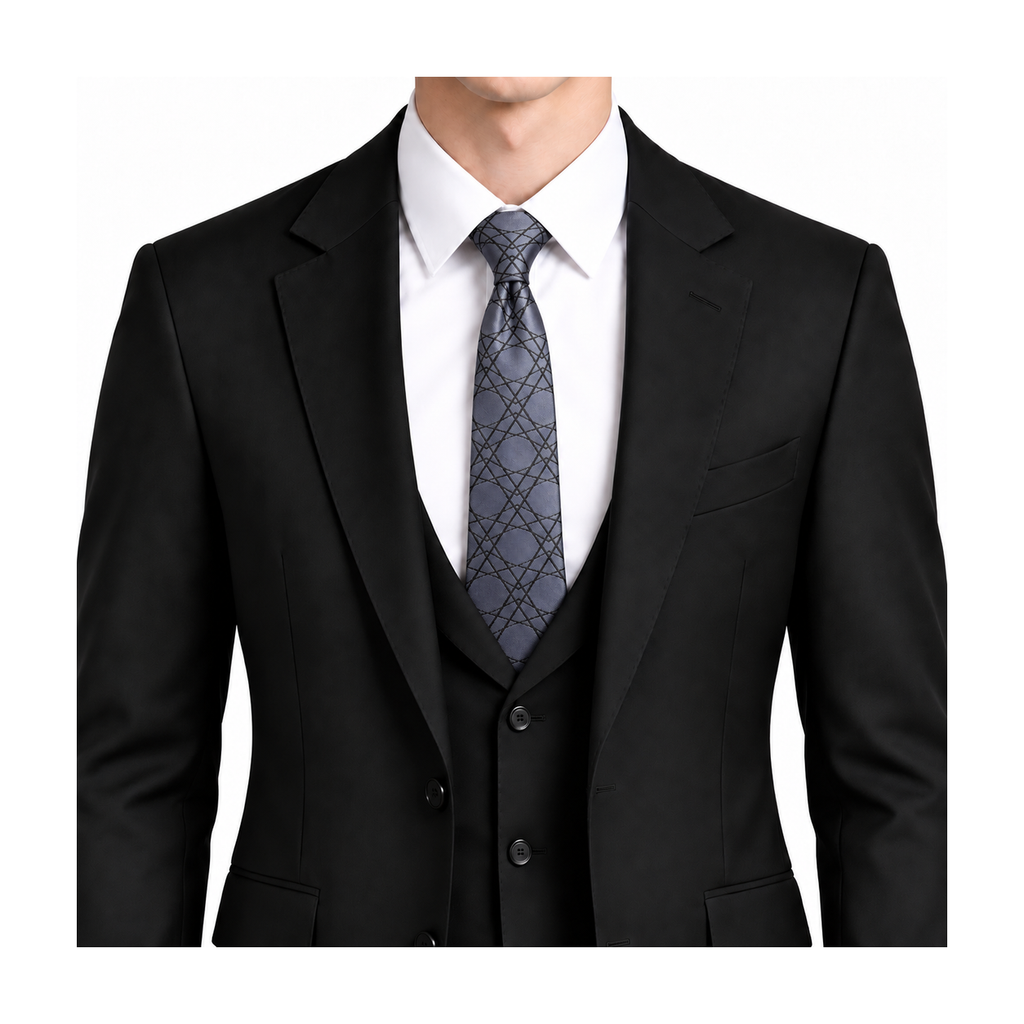 Dior Style Men's Oblique Geometric Silk Tie - Model Main Image