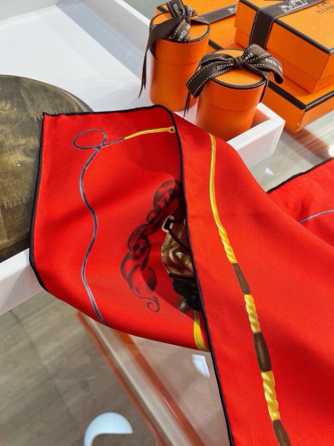 Hermes Style Galloping Free Equestrian Silk Scarf - Red - Detail Image 6