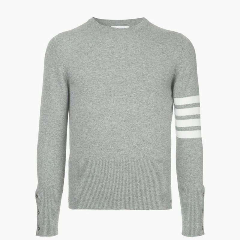 Classic Four-Bar Couples Wool Sweater - 100% Cotton Made in Japan by Thom Browne, knitwear detail view