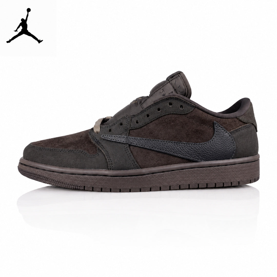 Air Jordan 1 Low Velvet Brown Black-Brown Unisex Sneakers DM7866-202 main product view