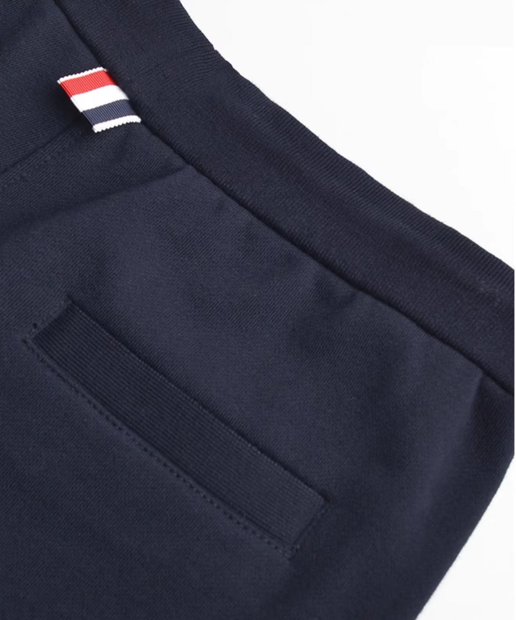Thom Browne Style Men's Casual Sweatpants - Cotton Signature Four-Bar Detail - Image 8