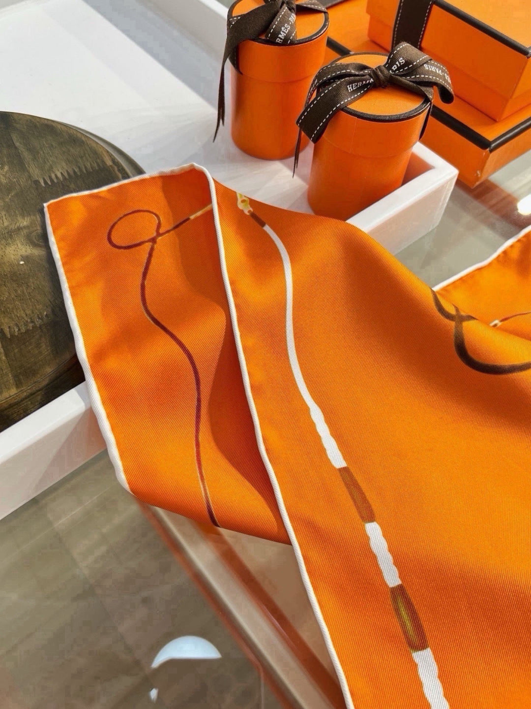 Hermes Style Galloping Free Equestrian Silk Scarf - Orange - Detail Image 4