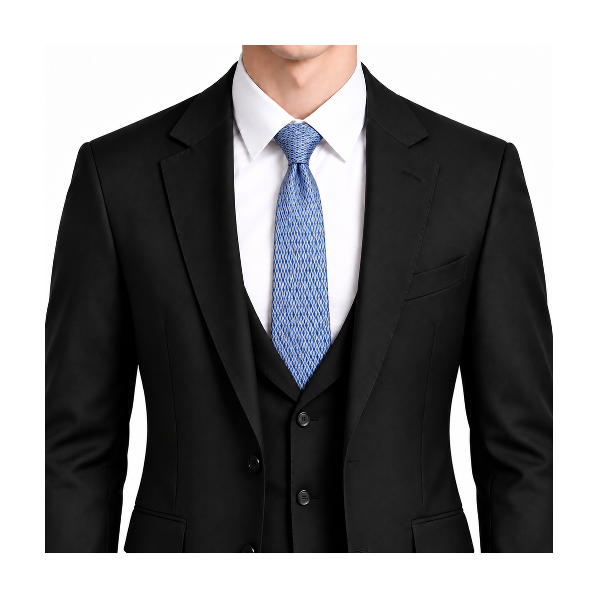 Hermes Style Men's Textured Basketweave Silk Tie - Model Main Image