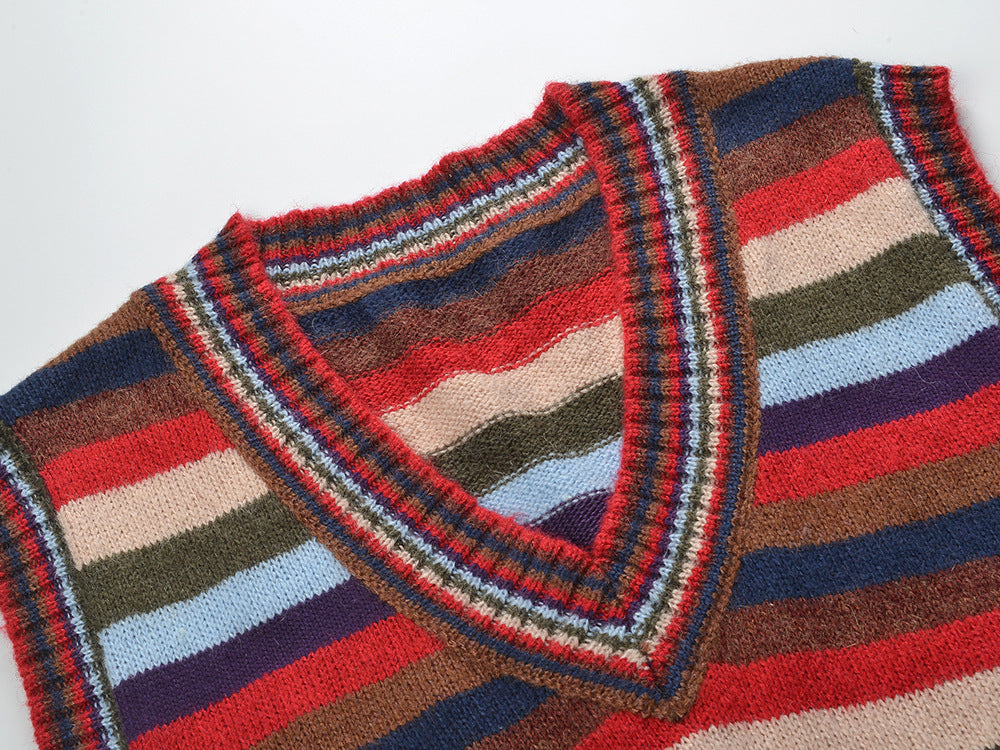 2025SS  Colorful striped lace-up vest THOM TREND